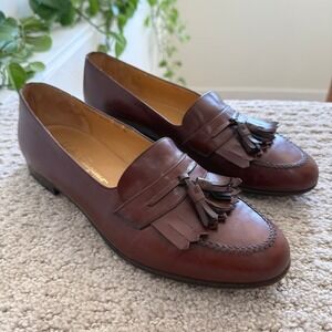 Salvatore Ferragamo Studio Leather Tassel Loafers Men 10 ITALY KILTIE COGNAC